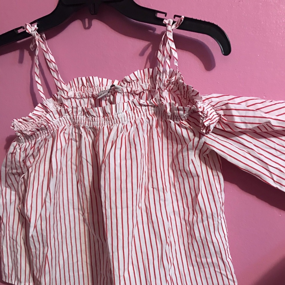 Stripes Off The Shoulders Top